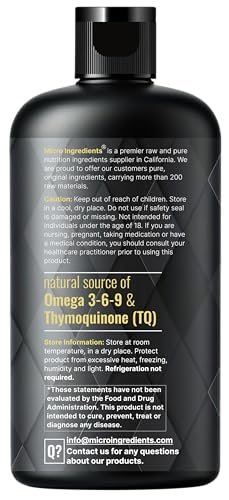Micro Ingredients Black Seed Oil Organic Cold Pressed, 16 fl oz | Rich in Thymoquinone & Omega 3 6 9 | Unrefined from Nigella Sativa Seeds | Immune, Hair & Skin Support* | Non-GMO - 3 Months Supply