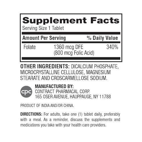 Earth's Splendor Folic Acid 800 mcg Supplement, Supports Heart Health, Supports Women's Reproductive Health, Smooth Coated Tablets (800 mcg, 200 Tablets, Pack of 2) - görsel 4