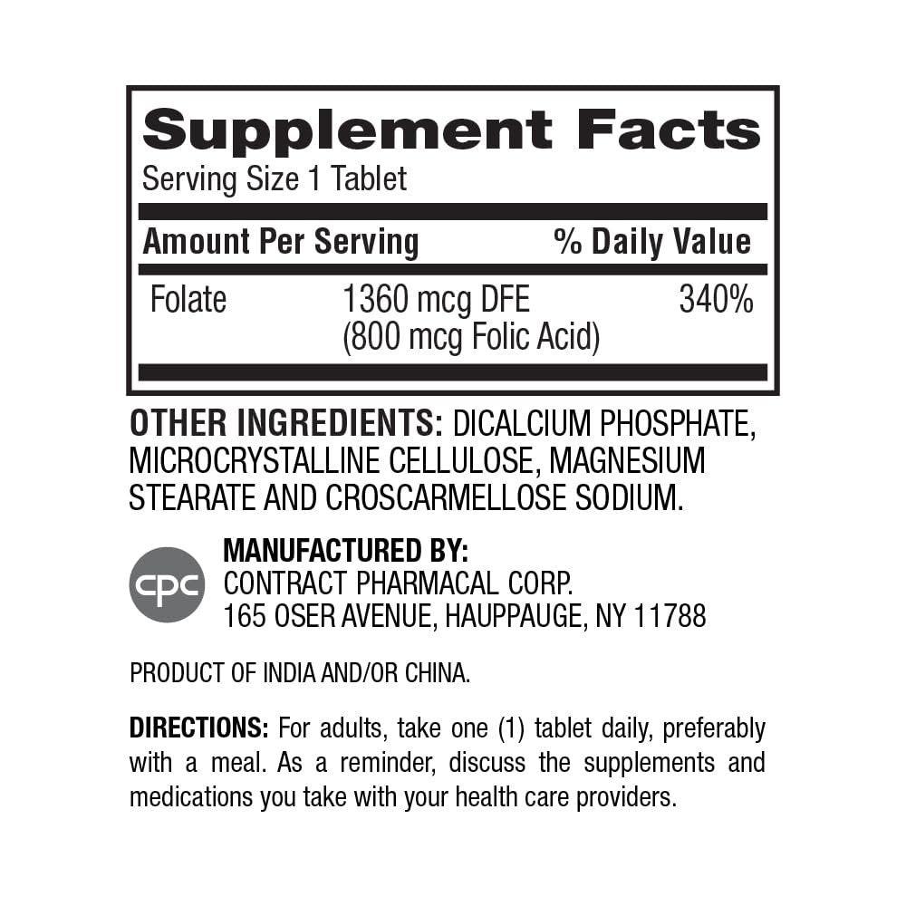 Earth's Splendor Folic Acid 800 mcg Supplement, Supports Heart Health, Supports Women's Reproductive Health, Smooth Coated Tablets (800 mcg, 200 Tablets, Pack of 2) - görsel 3