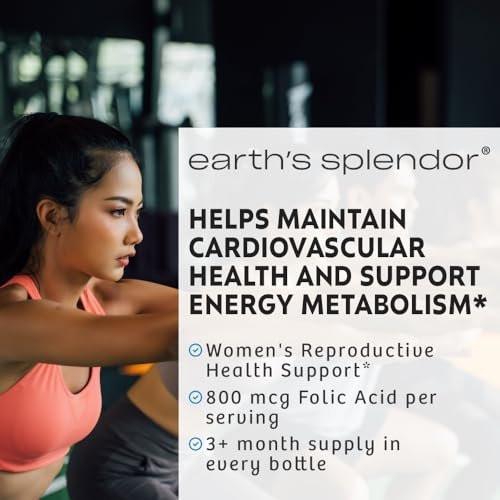 Earth's Splendor Folic Acid 800 mcg Supplement, Supports Heart Health, Supports Women's Reproductive Health, Smooth Coated Tablets (800 mcg, 200 Tablets, Pack of 2) - görsel 6
