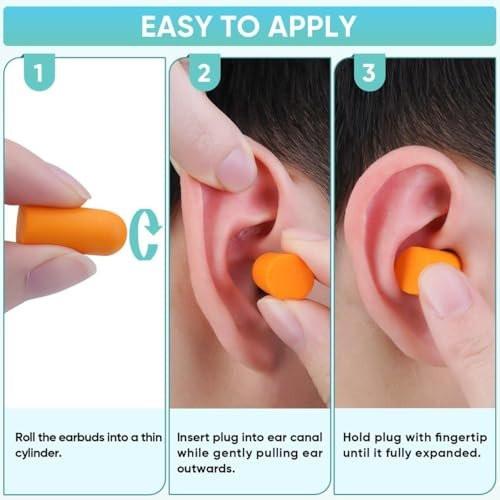 TICONN 100 Pairs Foam Ear Plugs, Individually Wrapped 32dB NRR Noise Reduction Earplugs for Sleeping Hearing Protection Travel Study Concentration Construction Site (100 Pairs) - görsel 8