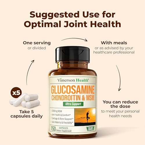 Glucosamine Chondroitin MSM – 3-in-1 Joint Supplements For Women and Men with Glucosamine Sulfate 1500mg, Chondroitin Sulfate 1200mg & Potent 2000mg MSM for Cartilage & Joint Support – 150 Capsules - görsel 12