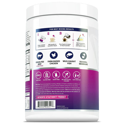 Multi Collagen Peptides Powder for Women - Hydrolyzed Unflavored Collagen Powder with Types I II III V & X plus Vitamin C & Hyaluronic Acid for Beautiful Hair Skin and Nails - 30 Servings