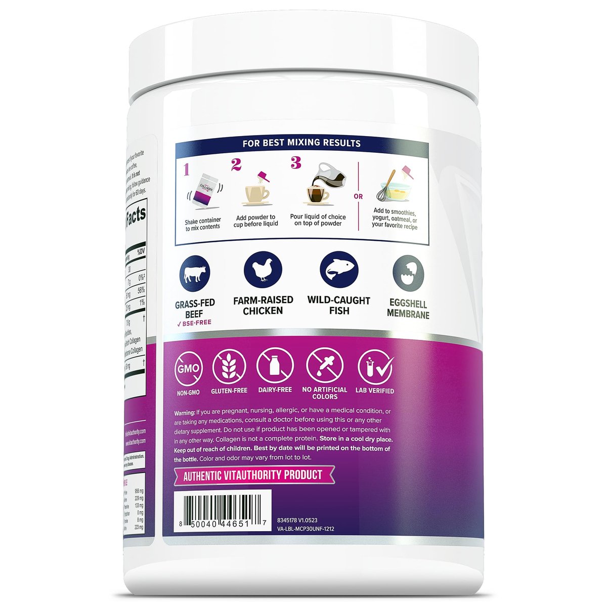 Multi Collagen Peptides Powder for Women - Hydrolyzed Unflavored Collagen Powder with Types I II III V & X plus Vitamin C & Hyaluronic Acid for Beautiful Hair Skin and Nails - 30 Servings - görsel 1