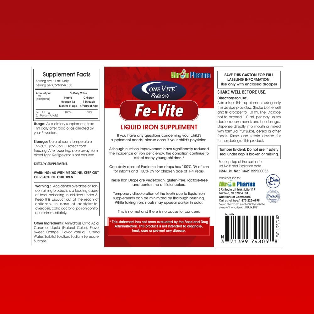 Pediatric FE-Vite Drops | Liquid Iron Supplement | 50ml, 1.66 Fl Oz (Pack of 1) - görsel 12