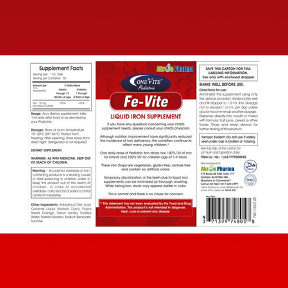Pediatric FE-Vite Drops | Liquid Iron Supplement | 50ml, 1.66 Fl Oz (Pack of 1)