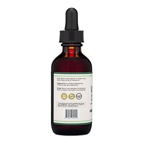 Double Wood Supplements Liquid Vitamin B Complex - 2 Month Supply - Max Absorption - B3, B6, B7 (Biotin), B9, and Vitamin B12 - Cherry Flavor - 2 FL OZ - görsel 2