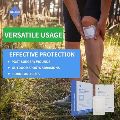 NBLEISHI Sterile Non Woven Island Wound Dressing 4 X 6 inch, Extra Large Cover with Adhesive Bordered Gauze Pads, Breathable and High Absorbent Non-Stick Center Pad, Latex Free, 15 Individually Pack