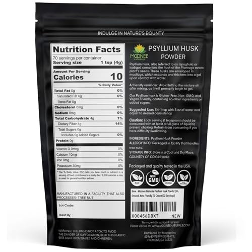 Moonee Naturals Psyllium Husk Powder (10 OZ), Gluten Free, Non GMO, Finely Ground, Keto Friendly - görsel 3