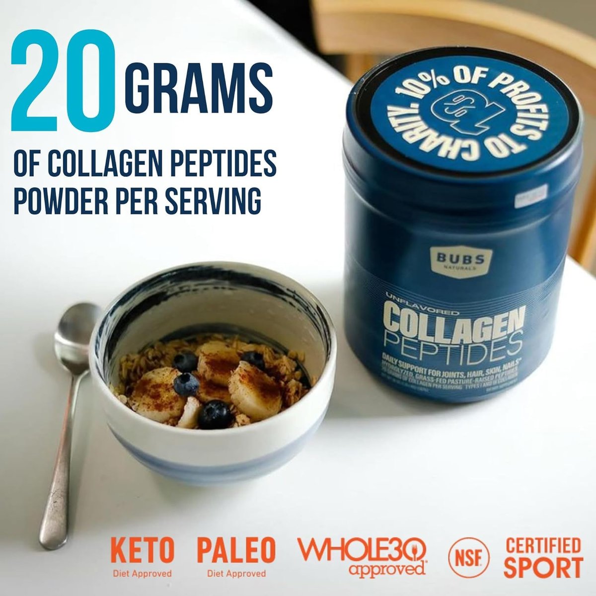 BUBS Naturals Unflavored Collagen Peptides – Easy to Use: Simply mix one scoop into your favorite beverage or – Image 5