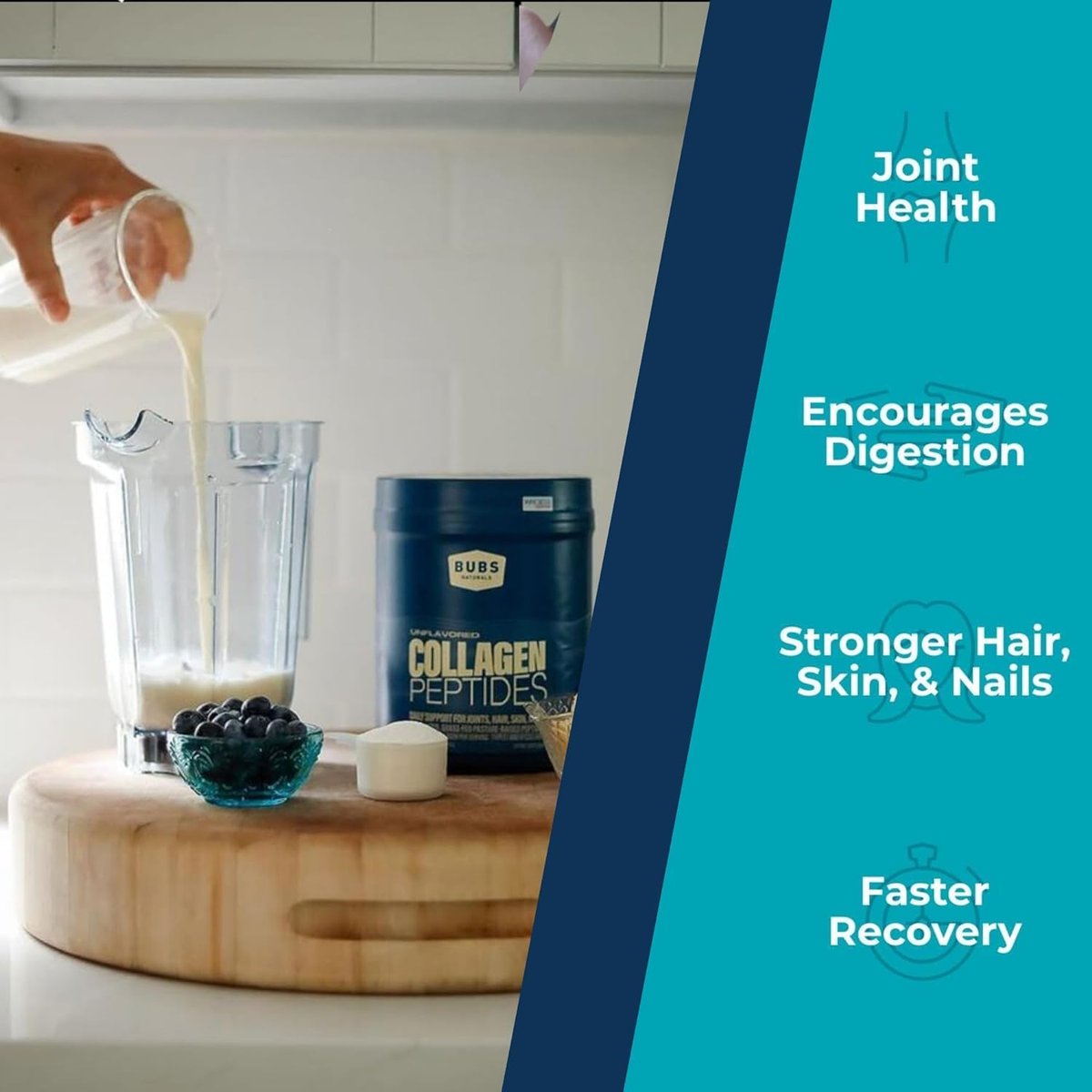 BUBS Naturals Unflavored Collagen Peptides – Unflavored and Versatile: Dissolves quickly in both hot and cold – Image 4