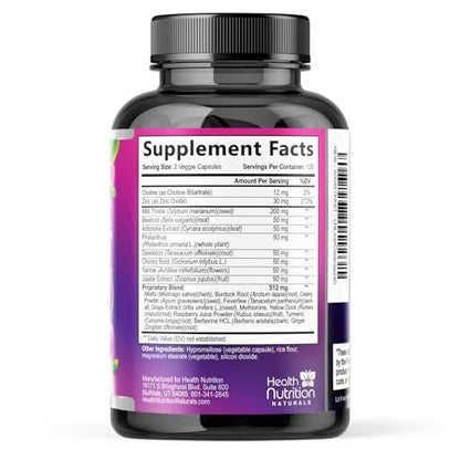 Gentle Liver Cleanse Detox & Repair Formula - Advanced Liver Support Supplement with Silymarin Milk Thistle, Dandelion Root, Artichoke Extract, Turmeric, Choline, & Beetroot - 240 Veggie Capsules