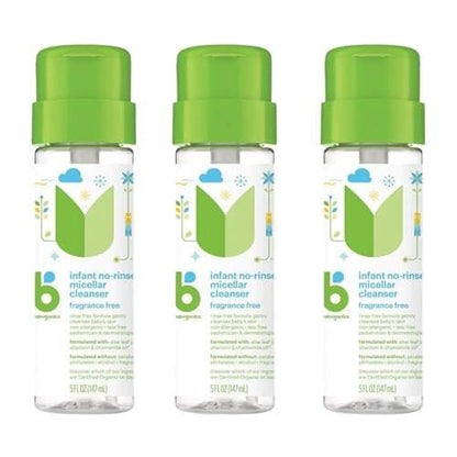 BabyGanics Infant No-Rinse Micellar Cleanser, 5 Fl Oz (Pack of 3)