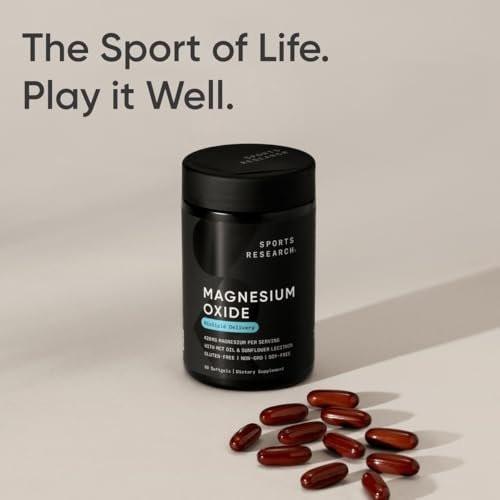 Sports Research® Magnesium Oxide 420mg with Coconut MCT Oil - Magnesium Supplement for Muscle, Nerve, and Bone Support* - Gluten-Free, Non-GMO - 90 Softgels - görsel 5