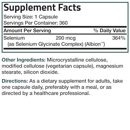 Bronson Selenium 200 mcg – Yeast Free Chelated Amino Acid Complex - Essential Trace Mineral with Superior Absorption, 360 Vegetarian Capsules - görsel 16