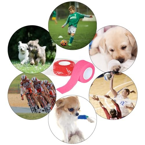 Twavang 6 Pack 1 Inch Self Adhesive Bandage Wrap - Breathable Cohesive Elastic Tape for Pets, Athletic, Sports, Wrist, Knee, Ankle (5 Yards Per Roll, Mixed Colors) - görsel 8