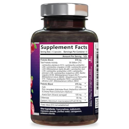 Probiotics for Women - Probiotic Blend 90 Billion CFU Per Serving - Women's Probiotic for Targeted Vaginal & Digestive Health Support - 16 Strains, Cranberry, Prebiotics - Bottled USA - 120 Capsules - görsel 18
