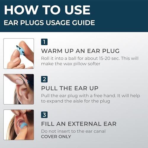 Peace&Quiet PQ Wax Ear Plugs for Sleeping - 30 Silicone Wax Earplugs for Sleeping and Swimming, Gel Ear Plugs for Noise Cancelling, Sleeping Earplugs, Sound Blocking Level of 32 Db, Color: Blue - görsel 6