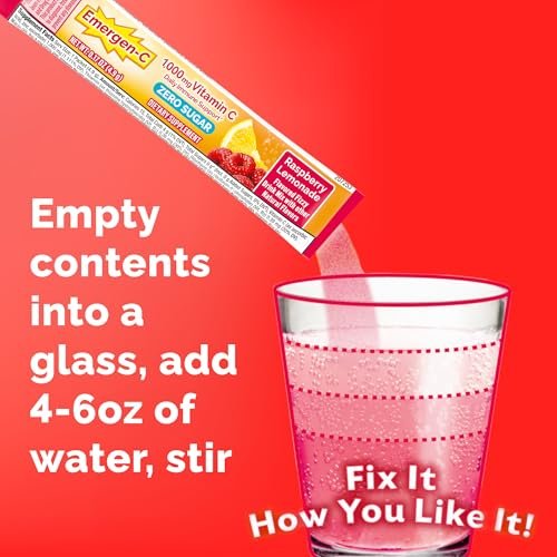 Emergen-C Zero Sugar 1000 mg Vitamin C Powder for Daily Immune Support Caffeine Free Vitamin C Supplements with Zinc and Manganese, B Vitamins and Electrolytes, Raspberry Lemonade Flavor - 36 Count - görsel 6