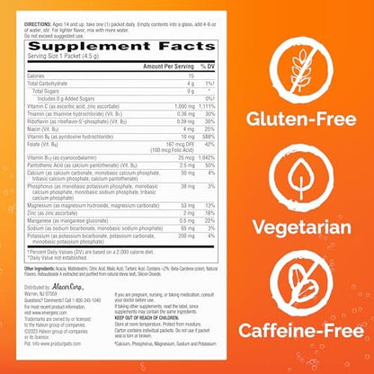 Emergen-C Zero Sugar 1000 mg Vitamin C Powder for Daily Immune Support Caffeine Free Vitamin C Supplements with Zinc and Manganese, B Vitamins and Electrolytes, Raspberry Lemonade Flavor - 36 Count