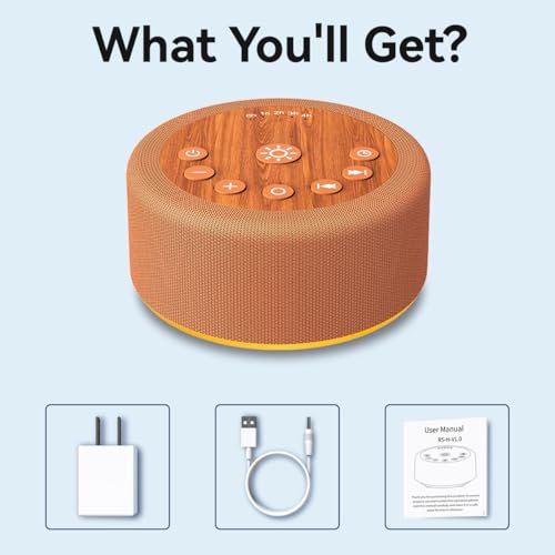 Hushing Sleep Sound Machine White Noise Machine with 30 Non Looping Sounds, 12 Night Light Colors, 5 Timers, 36 Adjustable Volume, Memory Function, Brown Noise Machine for Baby, Kid, Adult & Home Nursery Travel (Wood) - görsel 8