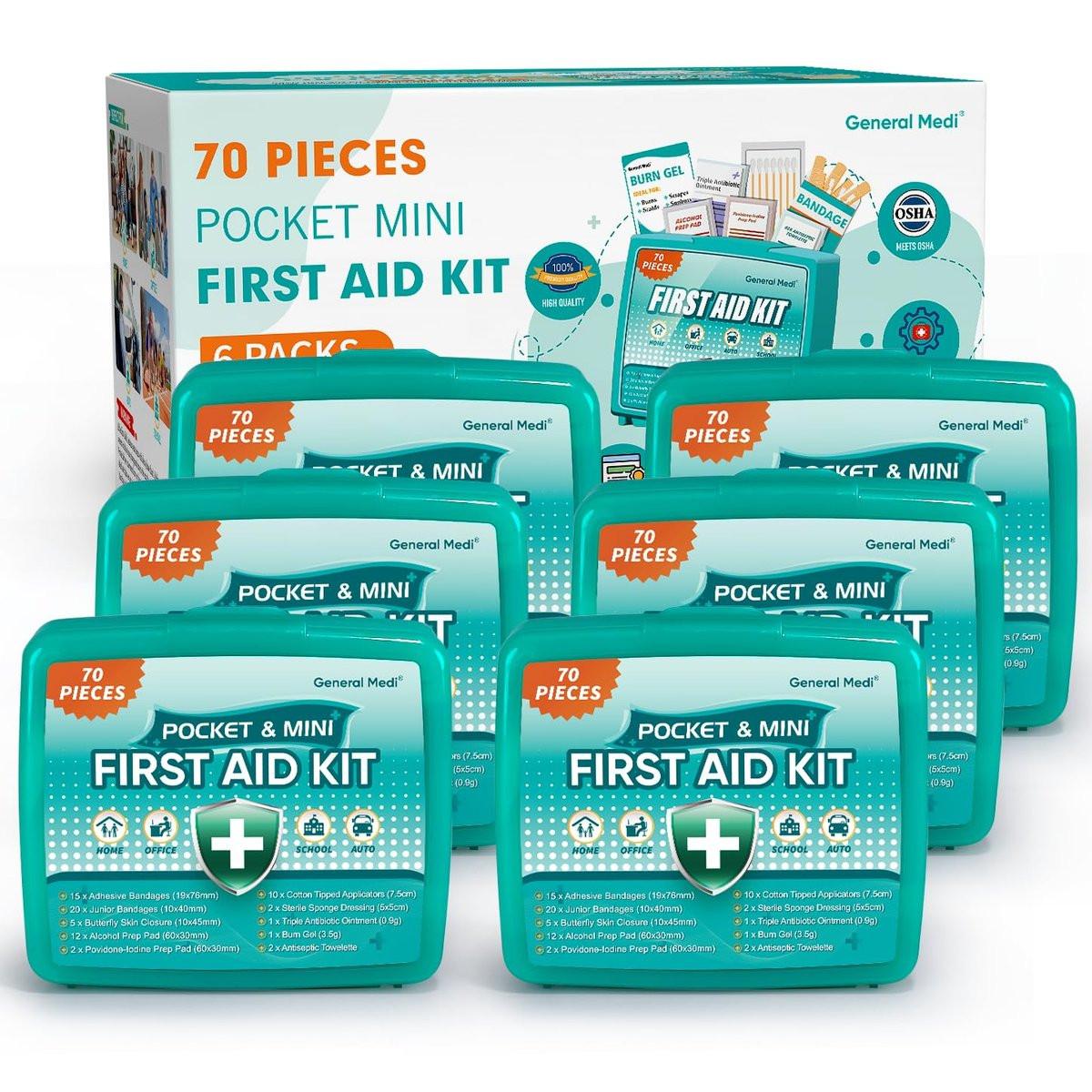 General Medi 420 Piece First Aid Kit, 6 Individual Boxes of 70 Items Each - Premium Medical Supplies for Travel, Home, Office, Vehicle, Camping, Workplace & Outdoor (420 pcs, 6 Pack) - görsel 5