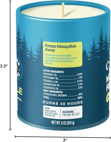Cliganic Natural Mosquito Repellent Candle (9oz, Pack of 2) | Citronella, DEET Free, Essential Oil Infused for Outdoor, Camping | Burns 40 Hours - görsel 10