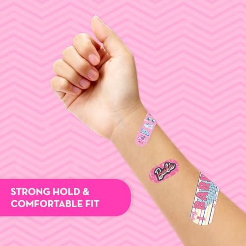 Smart Care Barbie Bandage Kit, Kids Bandages Variety Pack, 3 Assorted Sizes, 100CT with Collectible Barbie Tin Case - görsel 1