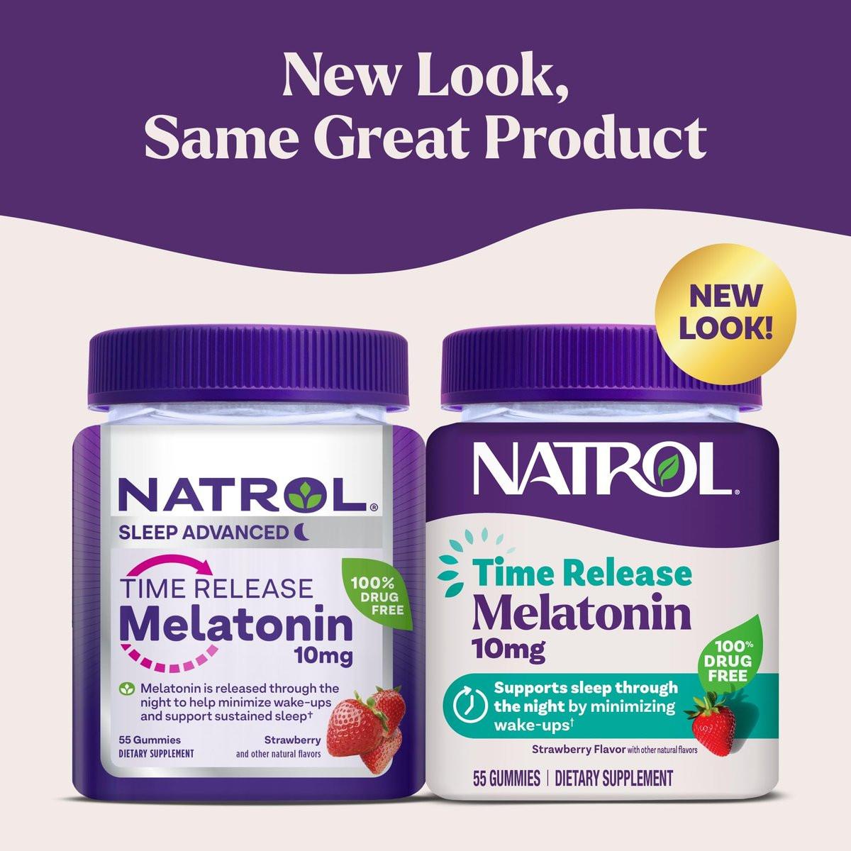 Natrol 10 mg Melatonin Gummies, Time Release Sleep Gummies for Adults, Minimize Wake Ups, Strawberry-Flavored, 55 Count, 55 Day Supply - görsel 3
