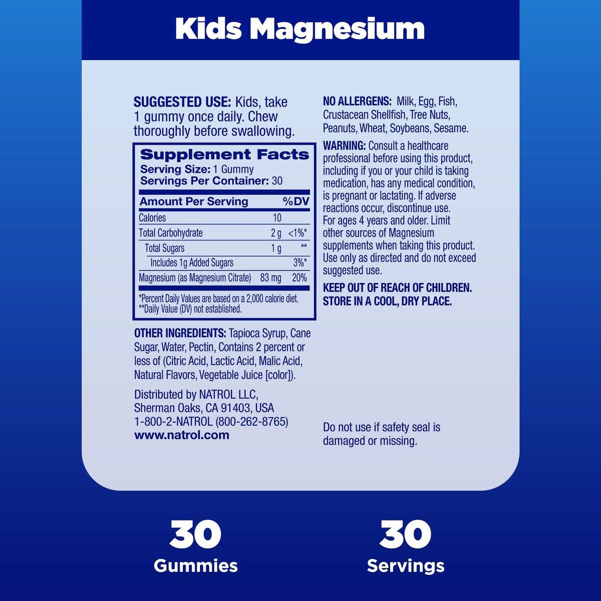 Natrol Kids Magnesium Citrate Gummies, Gently Calm and Relax Little Minds and Bodies, Plus Support Healthy Muscle Relaxation and Function, 30 Razzilicious Gummies, Up to a 30 Day Supply - görsel 9
