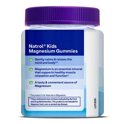 Natrol Kids Magnesium Citrate Gummies, Gently Calm and Relax Little Minds and Bodies, Plus Support Healthy Muscle Relaxation and Function, 30 Razzilicious Gummies, Up to a 30 Day Supply
