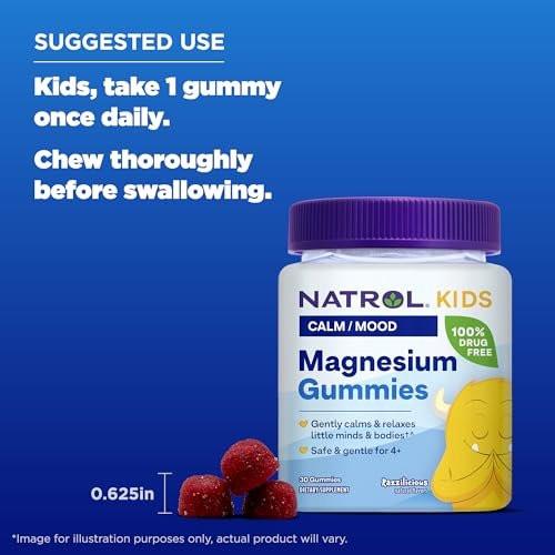 Natrol Kids Magnesium Citrate Gummies, Gently Calm and Relax Little Minds and Bodies, Plus Support Healthy Muscle Relaxation and Function, 30 Razzilicious Gummies, Up to a 30 Day Supply - görsel 12