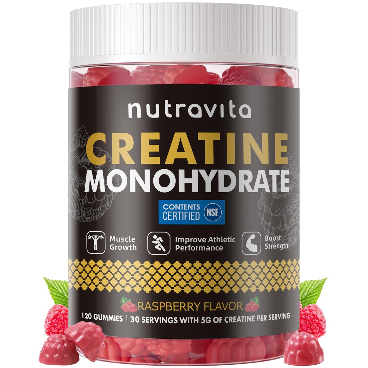 Nutravita Creatine Monohydrate Gummies for – 5g Creatine Monohydrate per Serving: Clinically studied dosage to – Image 1