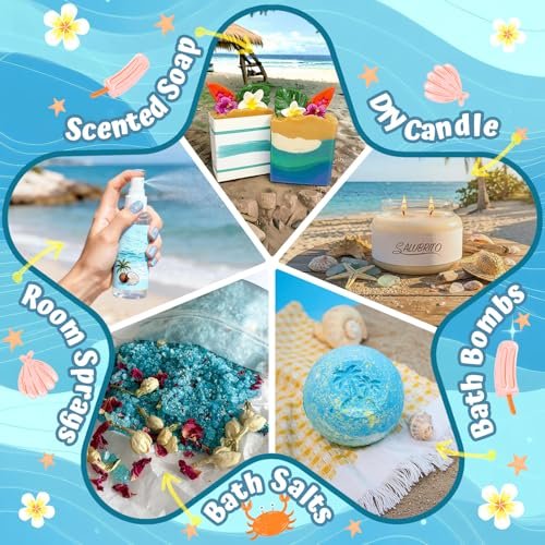 SALUBRITO Summer Fragrance Oils Set, Premium Essential Oils Set for Diffuser, Candle, Soap Making, Fresh Cotton, Coconut, Mojito, Pineapple, Ocean Breeze, Pink Island, Strong Scented Oils - görsel 6