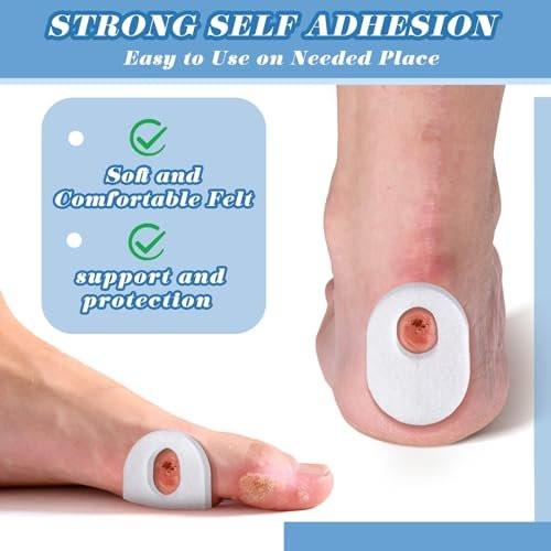 WILLBOND 48 Pack Callus Pads Soft 1/4" Thick Oval Shape Corn Pads 1/8" Felt Callus Cushions Adhesive Corn Protectors for Men Women Feet Toes Pain Relief (White, 1/4 Inch) - görsel 1