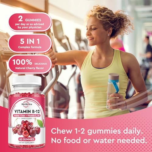 ReviNutra Vitamin B12 Gummies - 5000 mcg Methylcobalamin with Iron, Vitamin C, D3 & Folate, Energy Support and Metabolism, Immune, B-12 Complex Chewable Supplement for Men & Women, Vegan- 60 Count - görsel 11