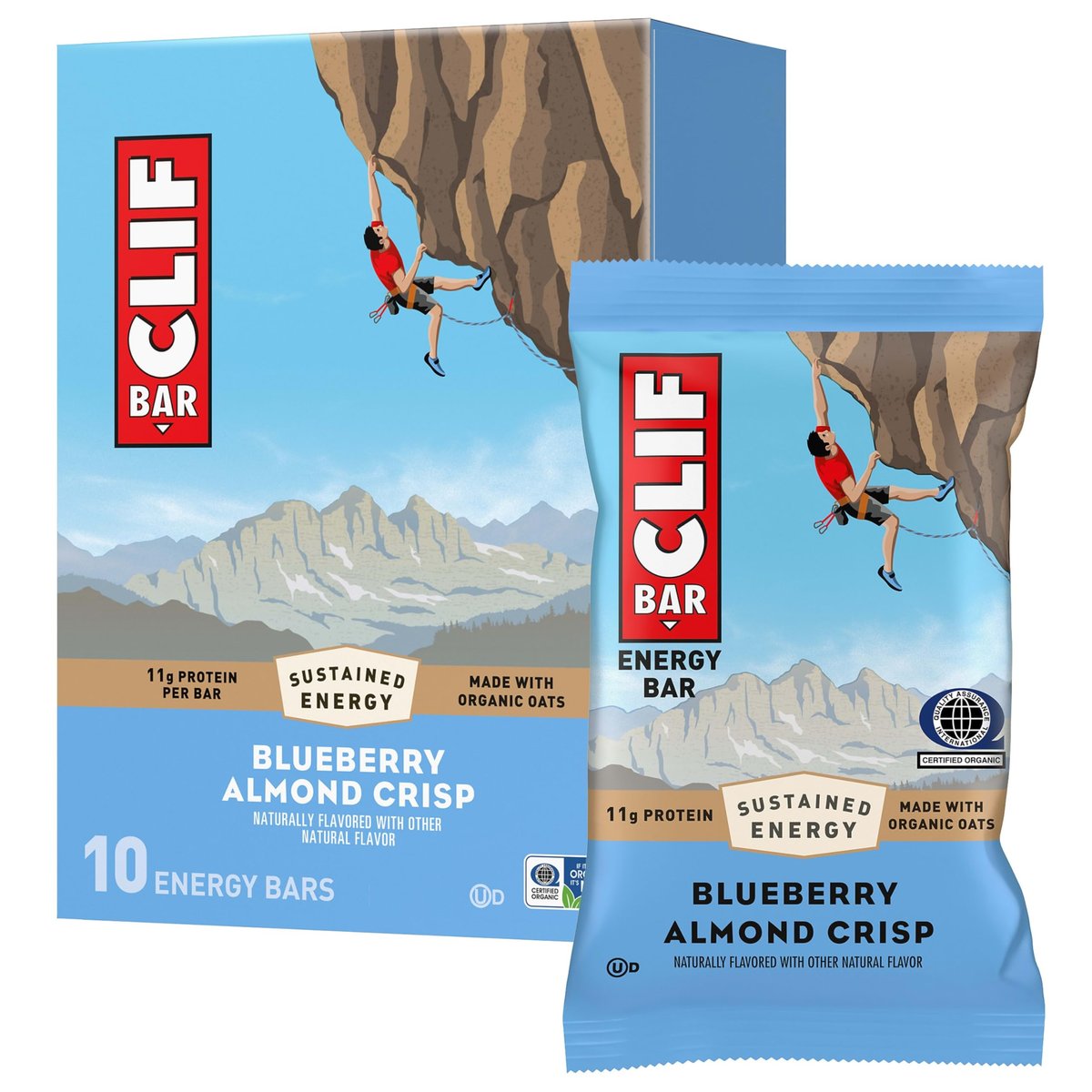 CLIF BAR - Energy Protein Bars - Blueberry Almond Crisp - Made with Organic Oats - Non-GMO - (10 Pack) - görsel 1