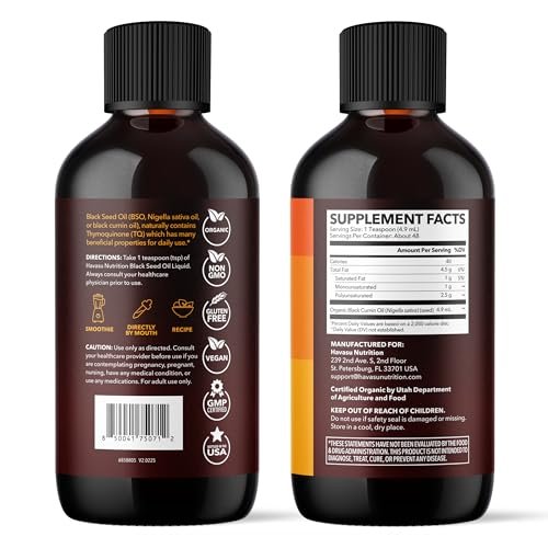 Organic Black Seed Oil Cold Pressed Liquid - Black Cumin Supplement for Immune System Function, Digestive Support, Hair Nourishment & Overall Health - 8 Fl Oz - Unflavored, Non-GMO, Vegan - görsel 12