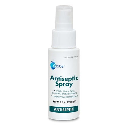 Globe First Aid Antiseptic Spray, Wound Cleaner, Benzalkonium Chloride for Minor Cuts, Scrapes and Burns, 2-Ounce (3 Pack)