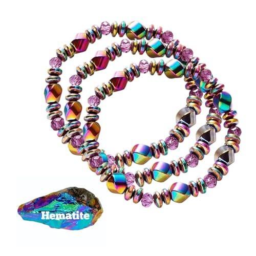 STCORPS7 Magnetic Bracelet Arthritis, Energy Healthy Jewelry, Therapy for Sleep, Crystal Bracelets Bring Luck, Prosperity and Happiness (3Pcs Colorful), 9.4 inch - görsel 12