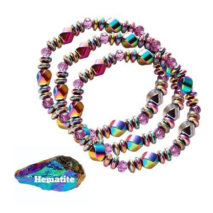 STCORPS7 Magnetic Bracelet Arthritis, Energy Healthy Jewelry, Therapy for Sleep, Crystal Bracelets Bring Luck, Prosperity and Happiness (3Pcs Colorful), 9.4 inch