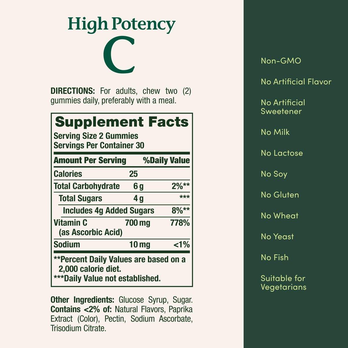 Nature’s Bounty Vitamin C Gummies 700mg, High Potency Vitamin C Chewable Gummies for Adults, Immune Support Supplement, Dietary Supplement, Orange Flavor, 60 Ct - görsel 10