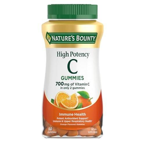 Nature’s Bounty Vitamin C Gummies 700mg, High Potency Vitamin C Chewable Gummies for Adults, Immune Support Supplement, Dietary Supplement, Orange Flavor, 60 Ct - görsel 1