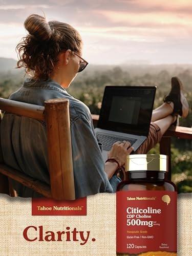 Tahoe Nutritionals Citicoline Supplement | 500mg | 120 Capsules | CDP Choline | Therapeutic Grade | Non-GMO and Gluten Free