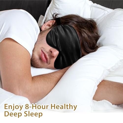 JroyJoy 4 Pack Silk Sleep Mask - 100% Blackout, Zero Eye Pressure, Blindfold with Adjustable Strap, Super Soft Travel Eye Covers (Black, Pink, Blue, Purple) - görsel 13