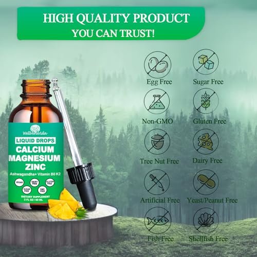 Calcium Magnesium Zinc Liquid Drops with Vitamin D3 K2, High Potency Calcium Magnesium Supplement w/Magnesium Complex, Zinc, Theanine丨Gluten Free丨 for Immune, Bone,Muscle, Mood & Sleep Support - görsel 12