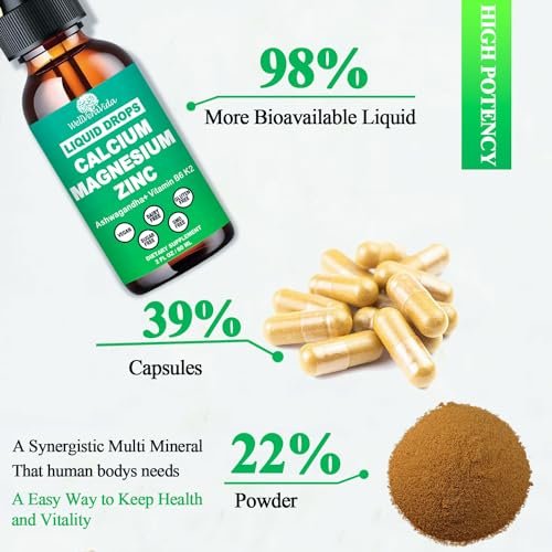 Calcium Magnesium Zinc Liquid Drops with Vitamin D3 K2, High Potency Calcium Magnesium Supplement w/Magnesium Complex, Zinc, Theanine丨Gluten Free丨 for Immune, Bone,Muscle, Mood & Sleep Support - görsel 10