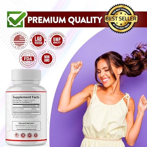 Berberine Supplement 1800mg - Premium Berberine HCl 97% High Purity, Supports Immune System, High Potency Hydrochloride & Extract, Activates AMPK & GLP-1, Non-GMO Vegan, for Men Woman 90 Capsules - görsel 9