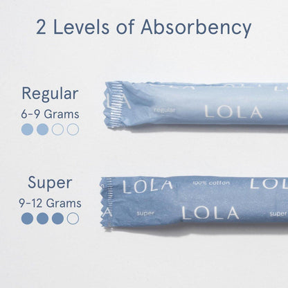 LOLA 100% Organic Cotton Tampons with Cardboard Applicator, 36 Count (2 Packs of 18) - Tampons Regular, Period Feminine Hygiene Products, HSA FSA Approved Products Feminine Care