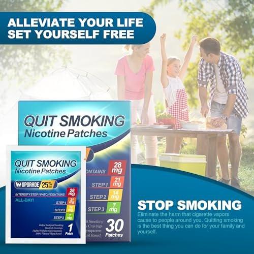 Quit Smoking Patches Step 1+, 21mg Upgraded to 28mg, Can Be Divided Into Four Pieces, 7mg. Stop Smoking Aid That Works in 2 Weeks (30 Patches) - görsel 1